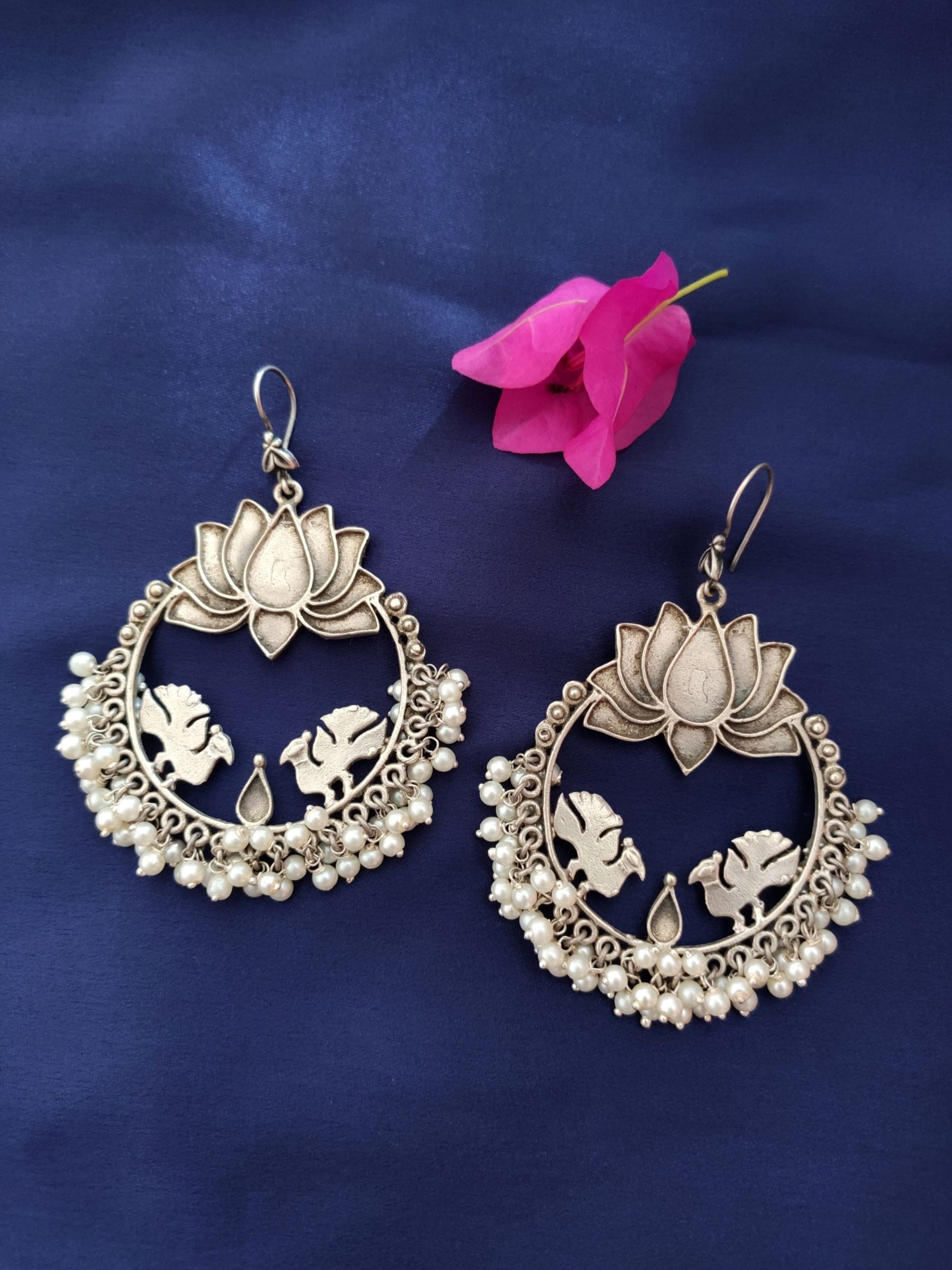 Pearl Lotus Bali Earrings