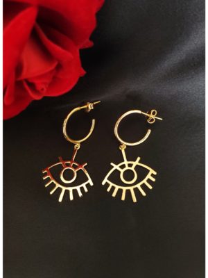 Gold Plated Evil Eye Bali Earrings