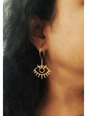 Gold Plated Evil Eye Bali Earrings