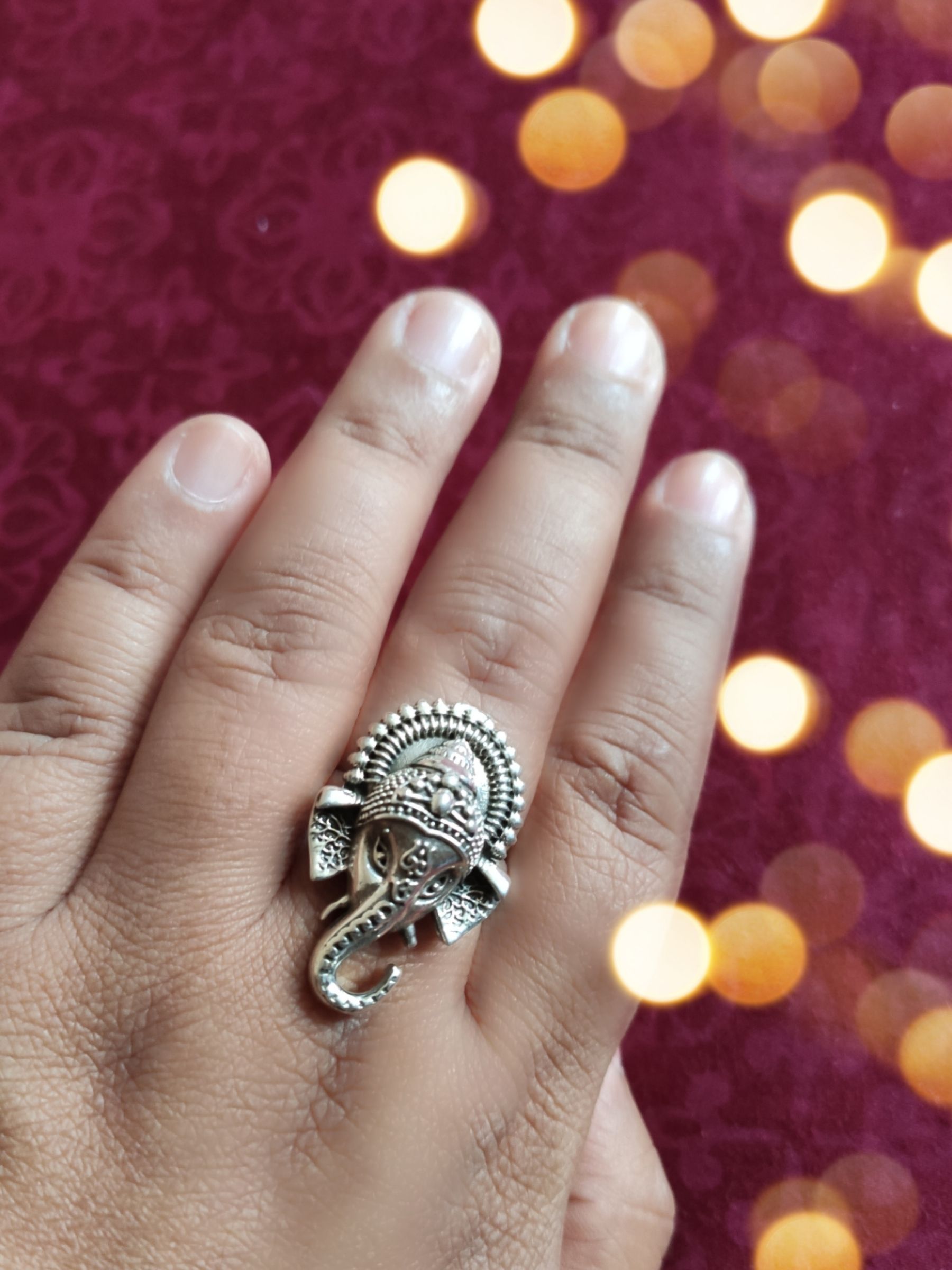 92.5 Oxidised Silver Lord Ganesha Finger Ring For Men - Silver Palace