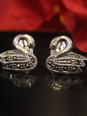 Swiss Marcasite Swan Studs