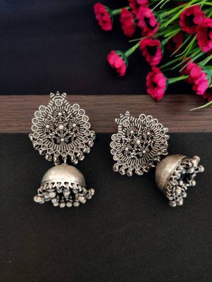 Jaali Jhumka with Oversized Stud