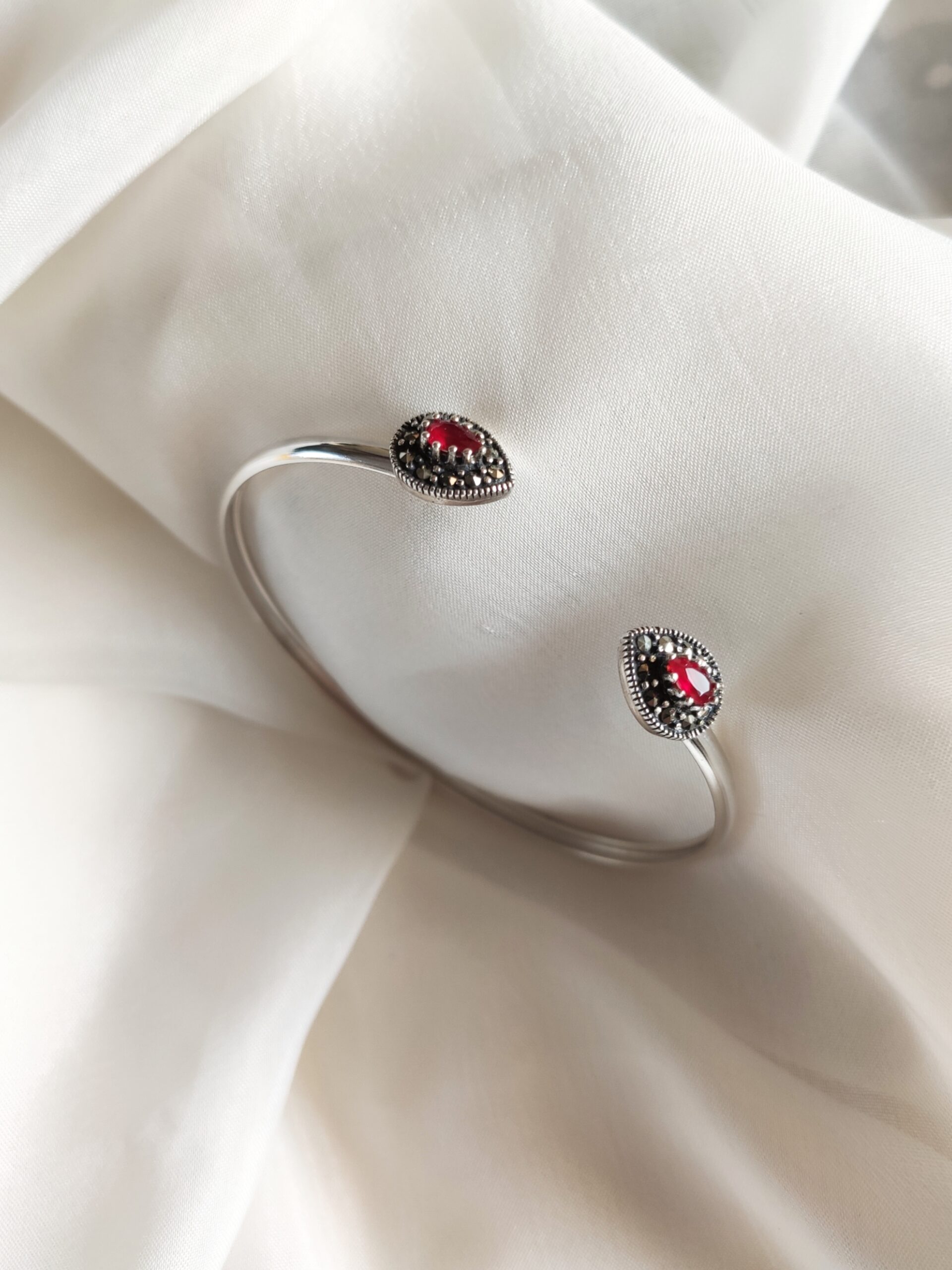 Swiss Marcasite Bangle – Red