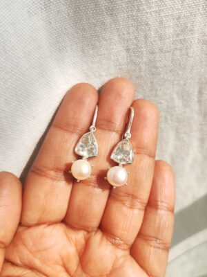 Moissanite Polki and Pearl Drops