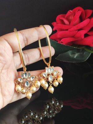 Big Kundan Lotus Bali with Pearls