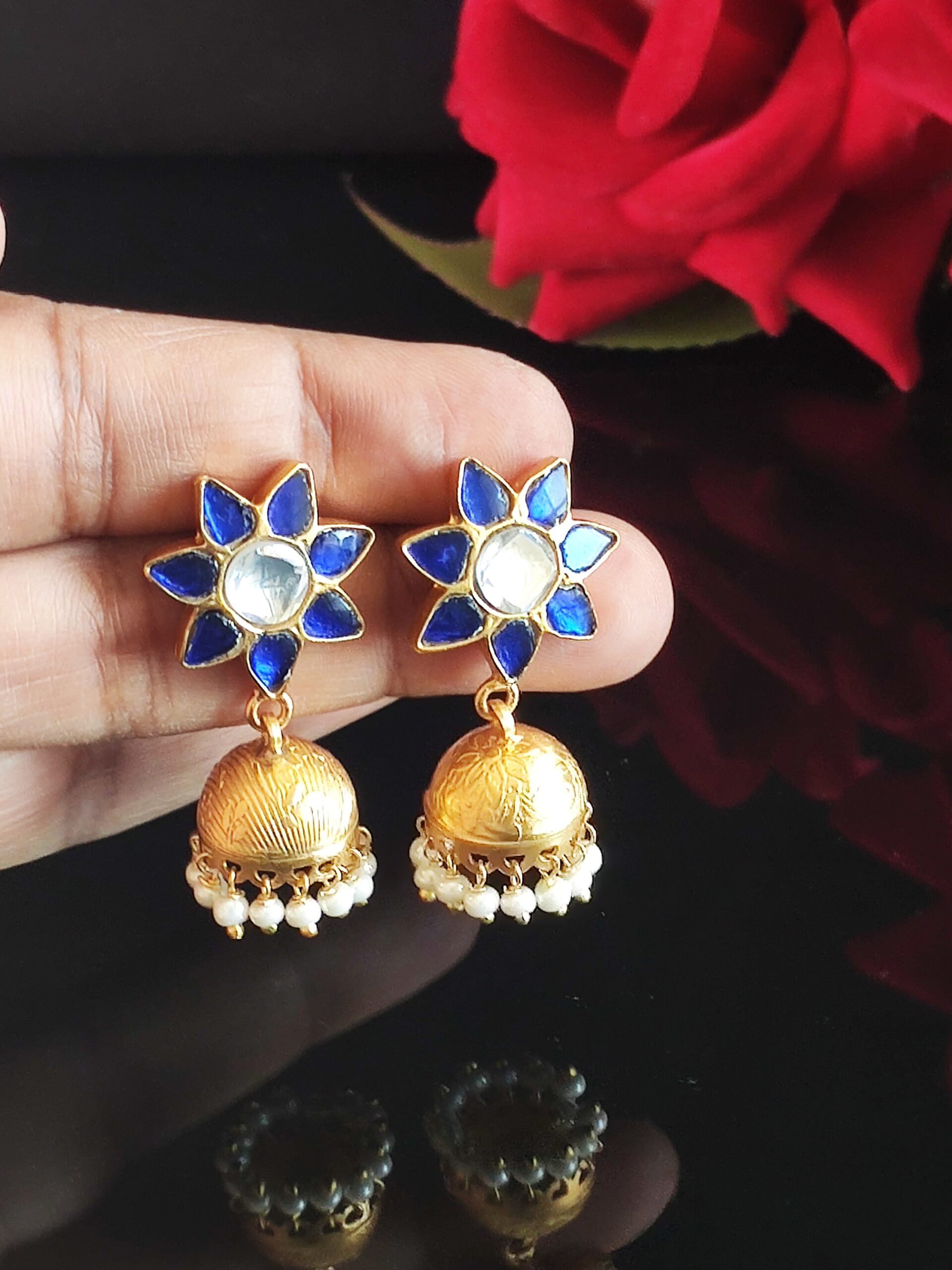 Kundan Jhumkas 22kt Gold Plated – 1