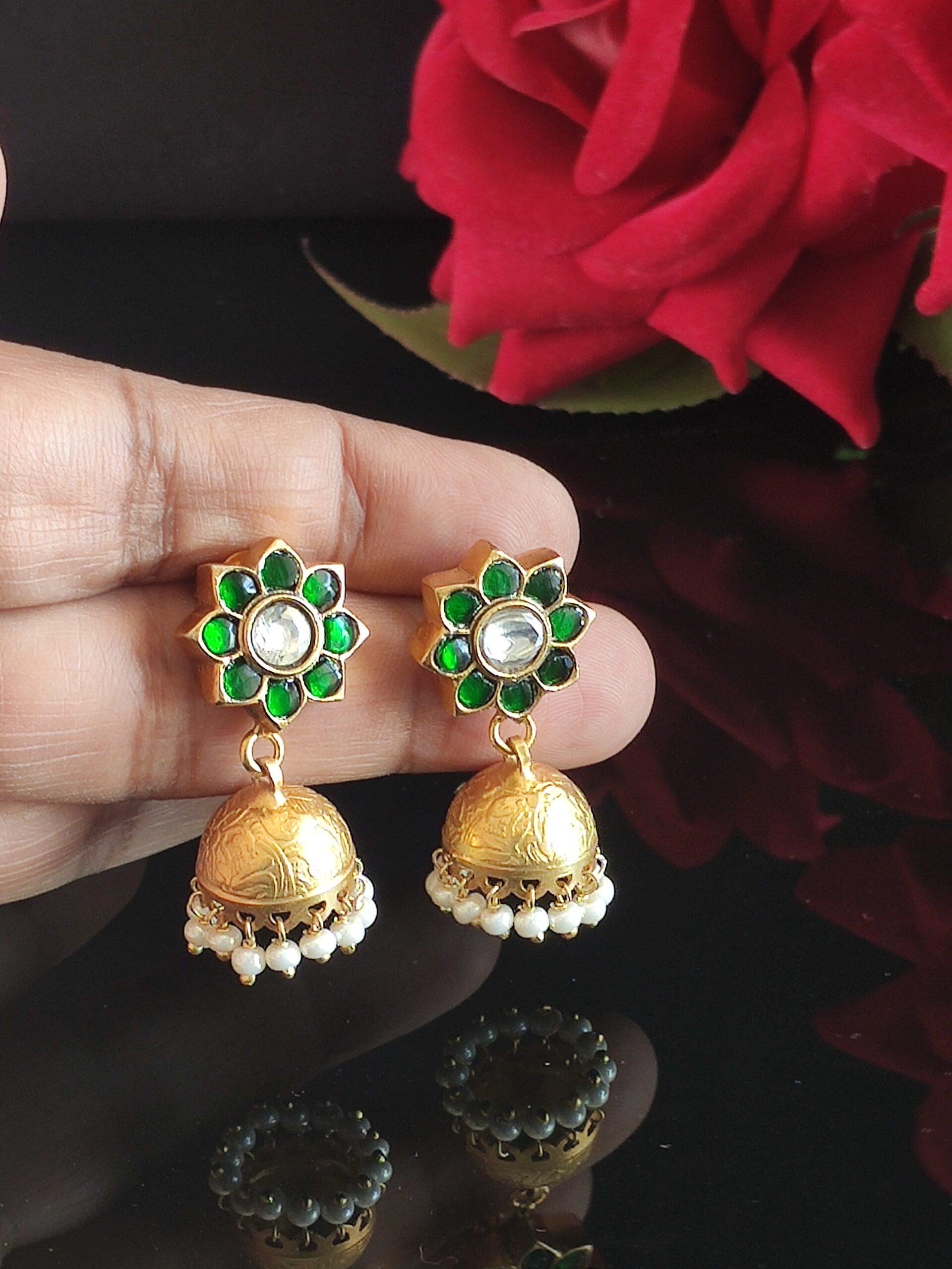 Kundan Jhumkas 22kt Gold Plated – 4