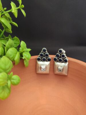 Geometric Sapphire Studs