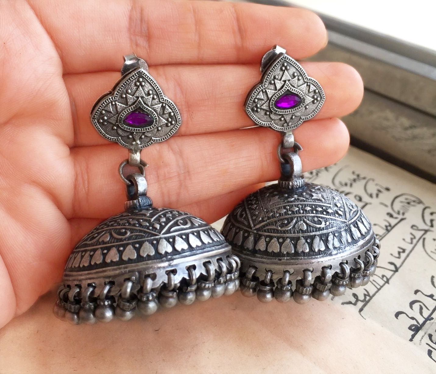 Big and Bold Purple Jhumkas