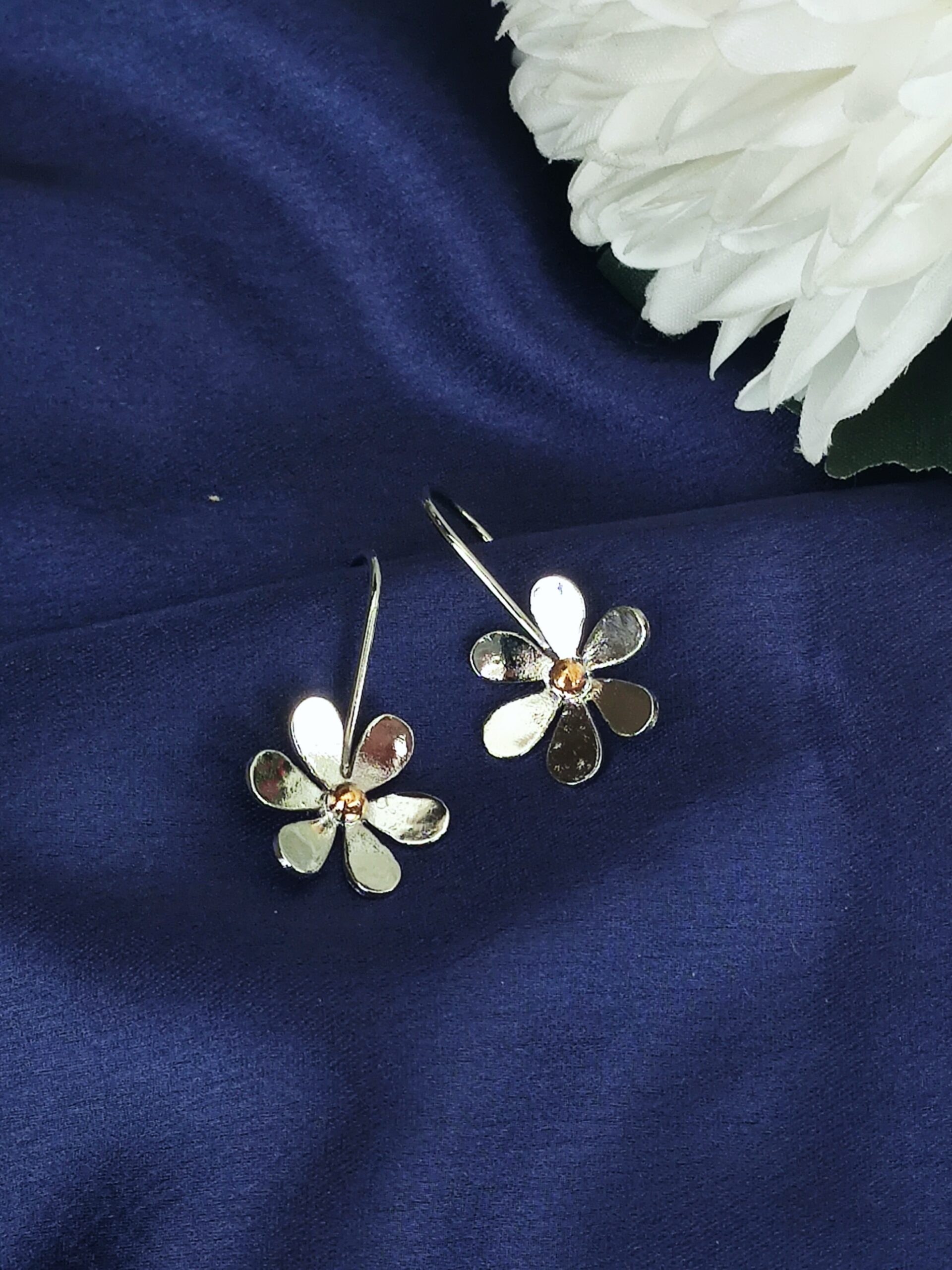 Natural Cultured Freshwater Pearl White Flower Earrings, Long Bridal J –  TheMillenniumBride