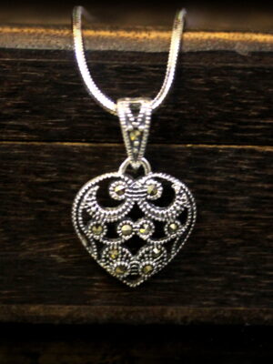 Swiss Marcasite tiny heart pendant