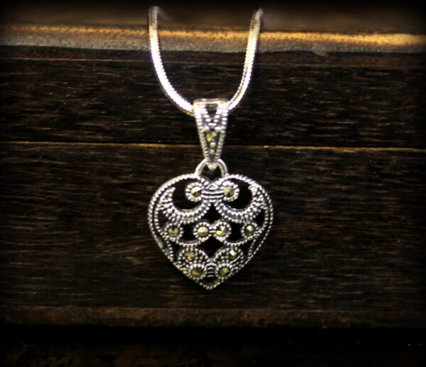 Swiss Marcasite tiny heart pendant