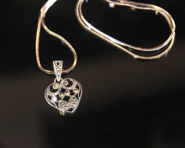 Swiss Marcasite tiny heart pendant - Image 2