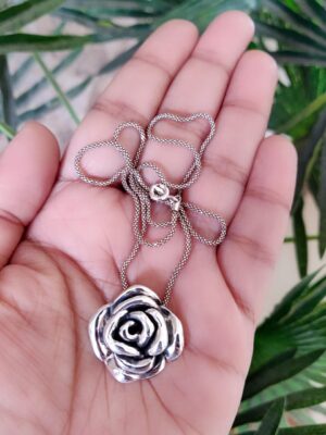 Pure Silver Rose Flower Pendant