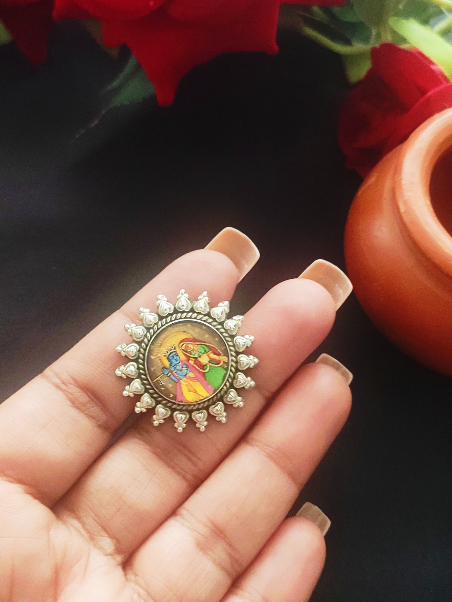 Glass Painting Ring – Radha Krishna