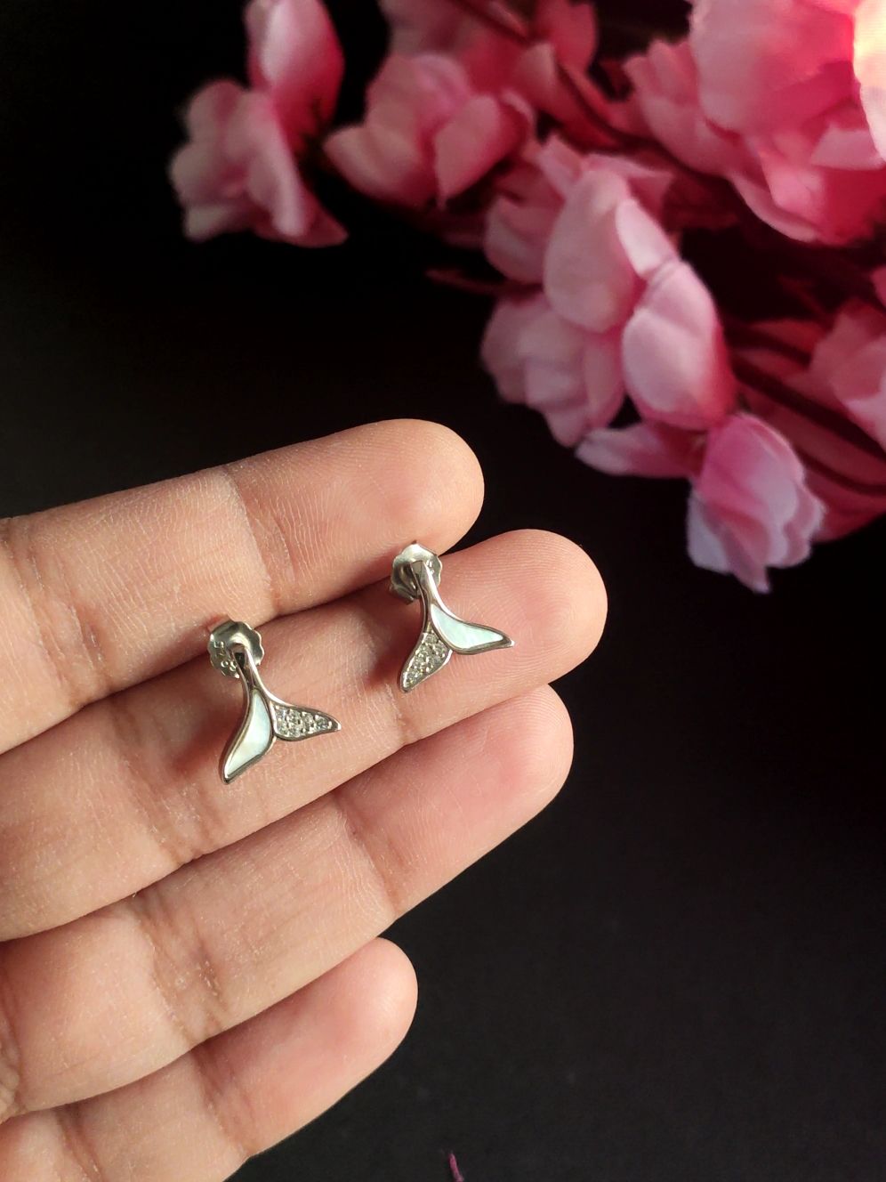 Mother Of Pearl Studs – Dolphin Tail