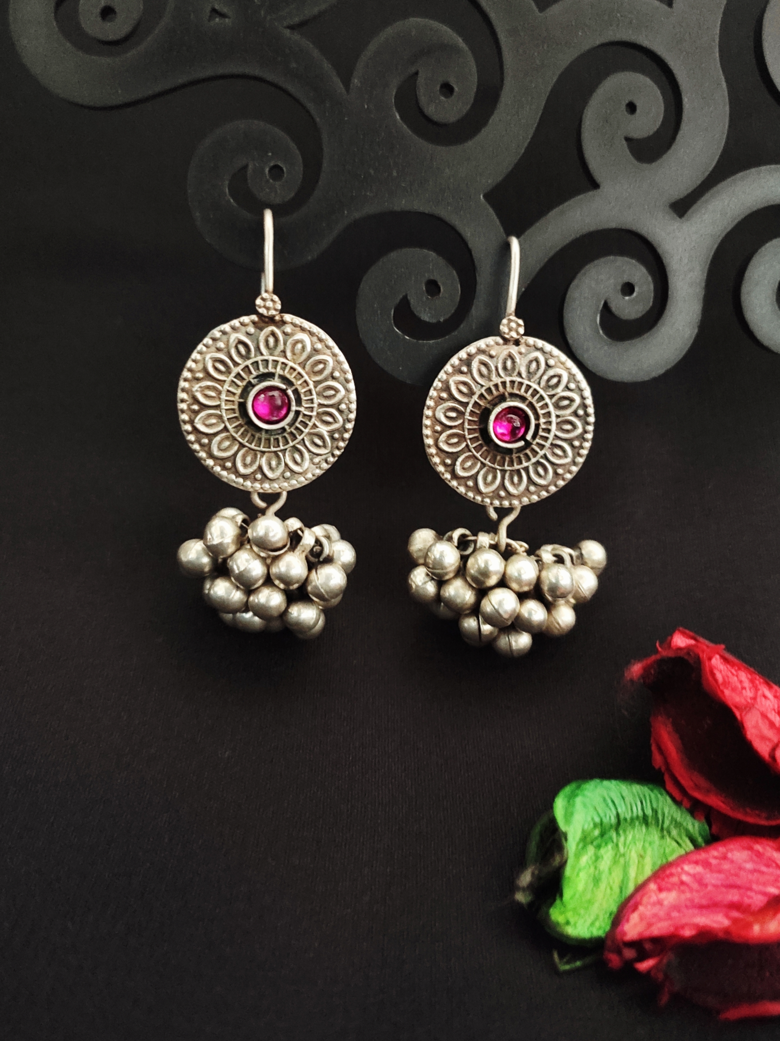 Aabhaa – Ghungroo Bunch Earrings – Pink