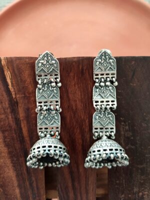 Silver Jhumka Layered