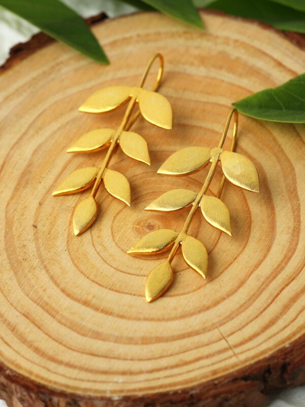 FLORA - Papeeha's Signature Leaf Cluster Earrings - GOLD - Image 4