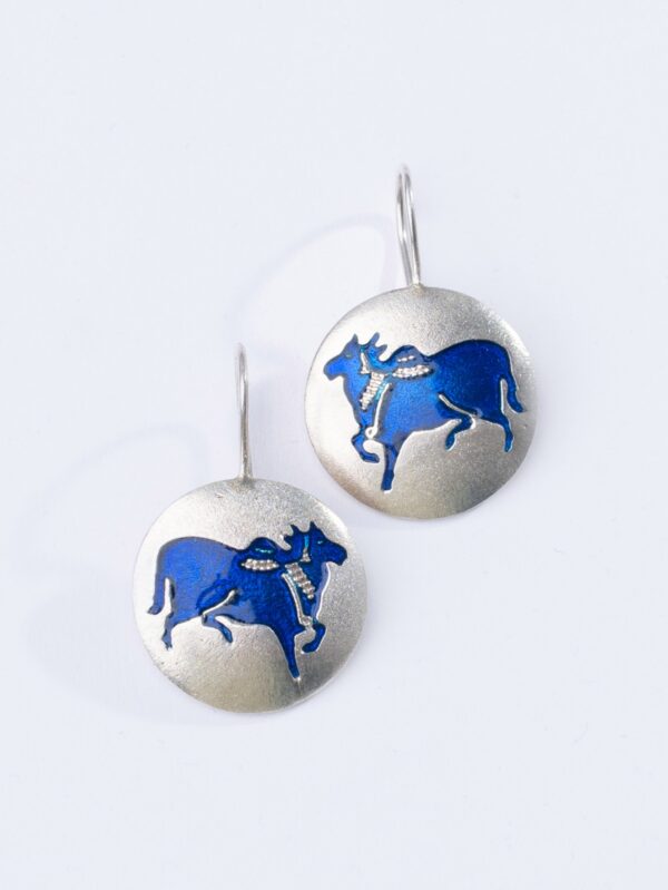 The Art of Pichwai : Papeeha's Signature Cow Earrings - Blue - Image 5