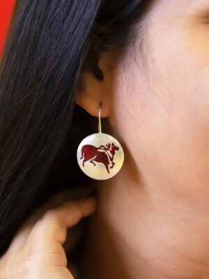 The Art of Pichwai : Papeeha’s Signature Cow Earrings – Red