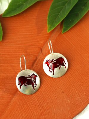 The Art of Pichwai : Papeeha’s Signature Cow Earrings – Red