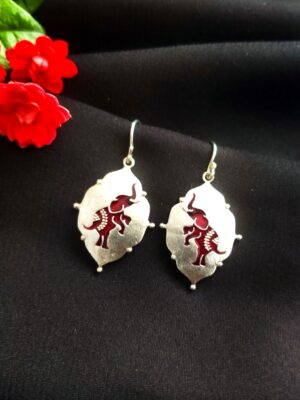 The Art of Pichwai : Papeeha’s Signature Hand painted Elephant Earrings – Red