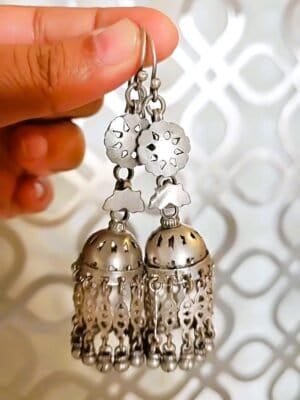 Tribal Silver Jhumkas – Hooks