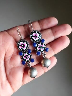 Handpainted Enamel Earrings – Royal Blue